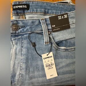 Express Men’s Light Blue Slim Hyper Stretch Jeans